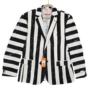 OppoSuits NEW 46 Beetlejuice Striped Blazer Mens Goth Halloween Costume Jacket